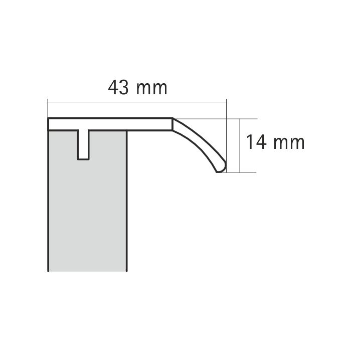 For 19 mm  board &  Length 2000 mm - PD LINDAVIA ALU AN L2000