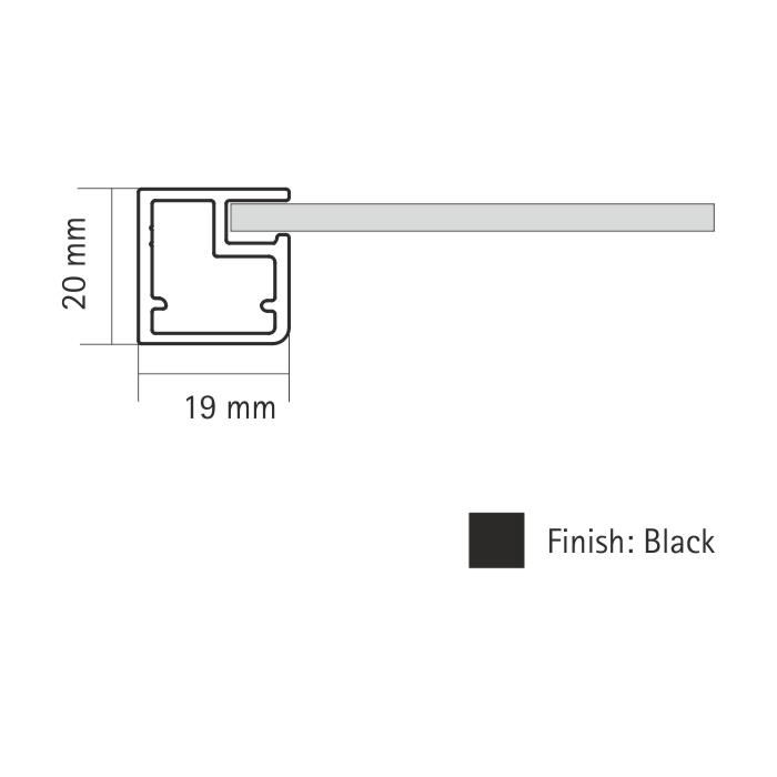 19 mm  Straight Frame Profile  3000 mm - ALU-PROFILE 19MM 3000 mm - Black