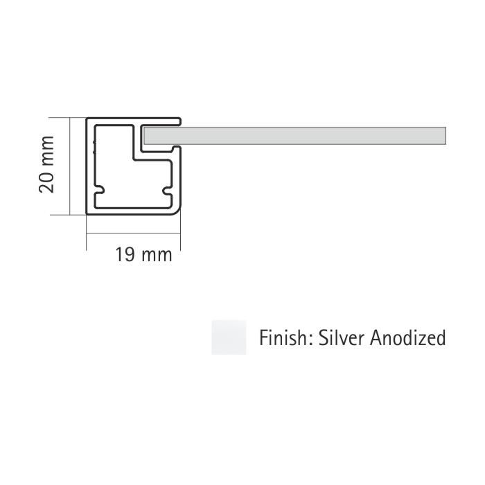 19 mm  Straight Frame Profile  3000 mm - ALU-PROFILE 19MM 3000 - SA Finish