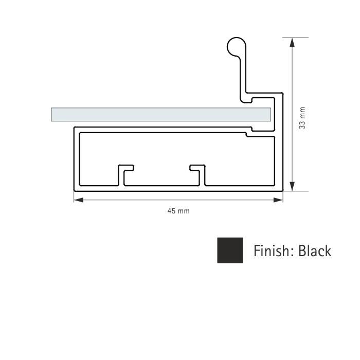45 mm Straight Frame Profile 3000 mm / 4mm BL  Black
