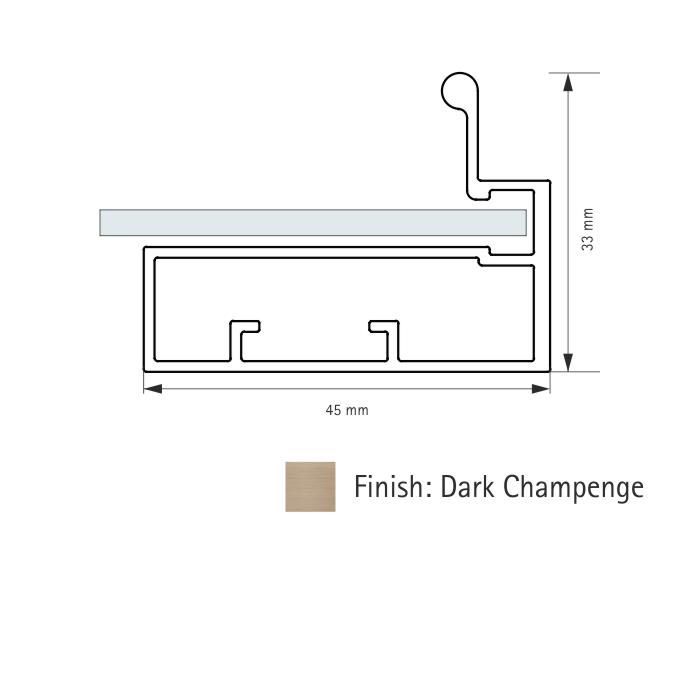 45 mm Straight Frame Profile 3000 mm / 4mm DP-  Dark champain finish