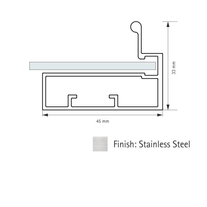 Alu Profile 45MM Straight 3Mtr-SS Finish