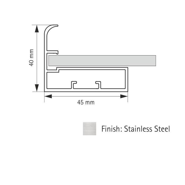 45MM Straight F handle Profile 3Mtr-SS