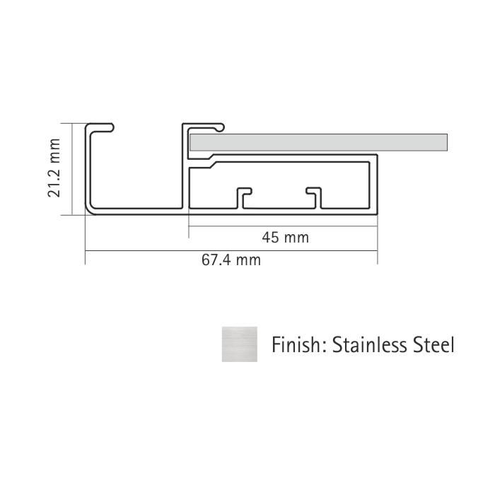 45MM Straight L handle Profile 3Mtr-SS