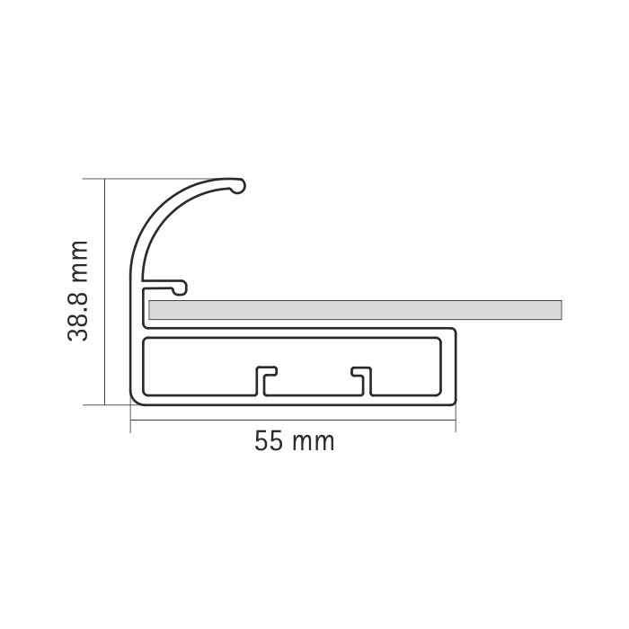 55MM Straight C handle Profile 3Mtr-SS