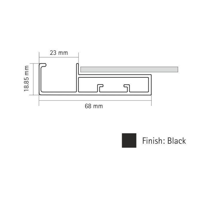 Alu Profile 45MM St Stick on L 3M Black