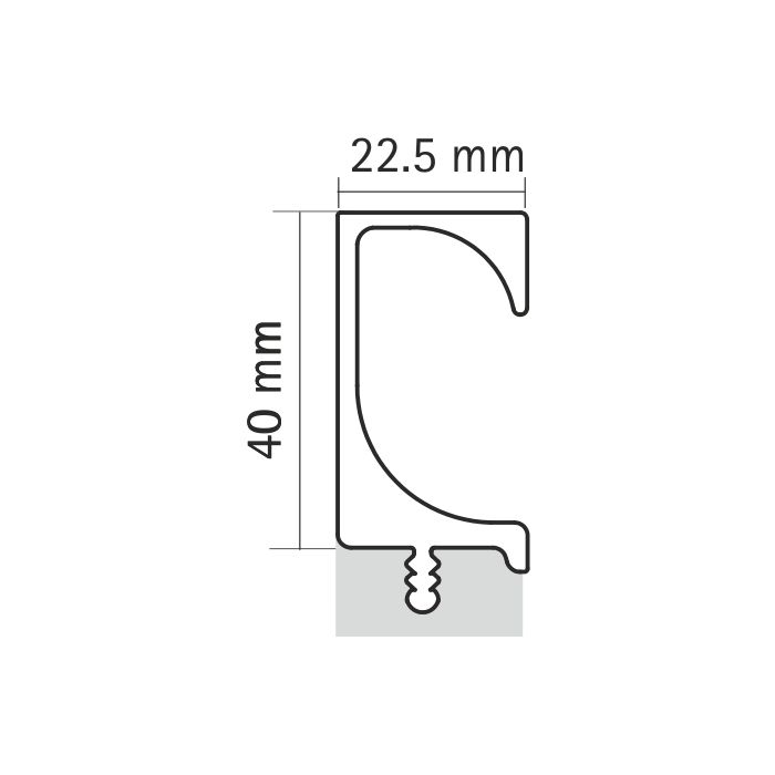 Profile  height 40 mm &  Length 3000 mm - Handle Eslinga (G Profile)  3000MM  SSF